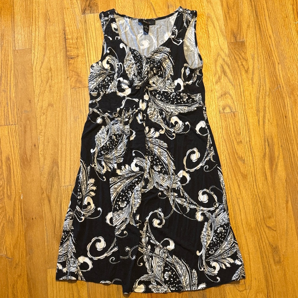Style & Co. Black and White Paisley Midi Dress